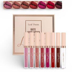 NEW - 7Pcs Matte Liquid Lipstick + 1Pcs Lip Plumper Makeup Set Kit, Long-Lasting